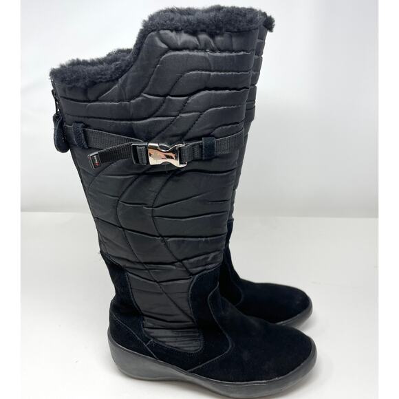 PAJAR Knee High Faux Fur Snow Boot With Buckle In Black Size 8.5 - Picture 2 of 10